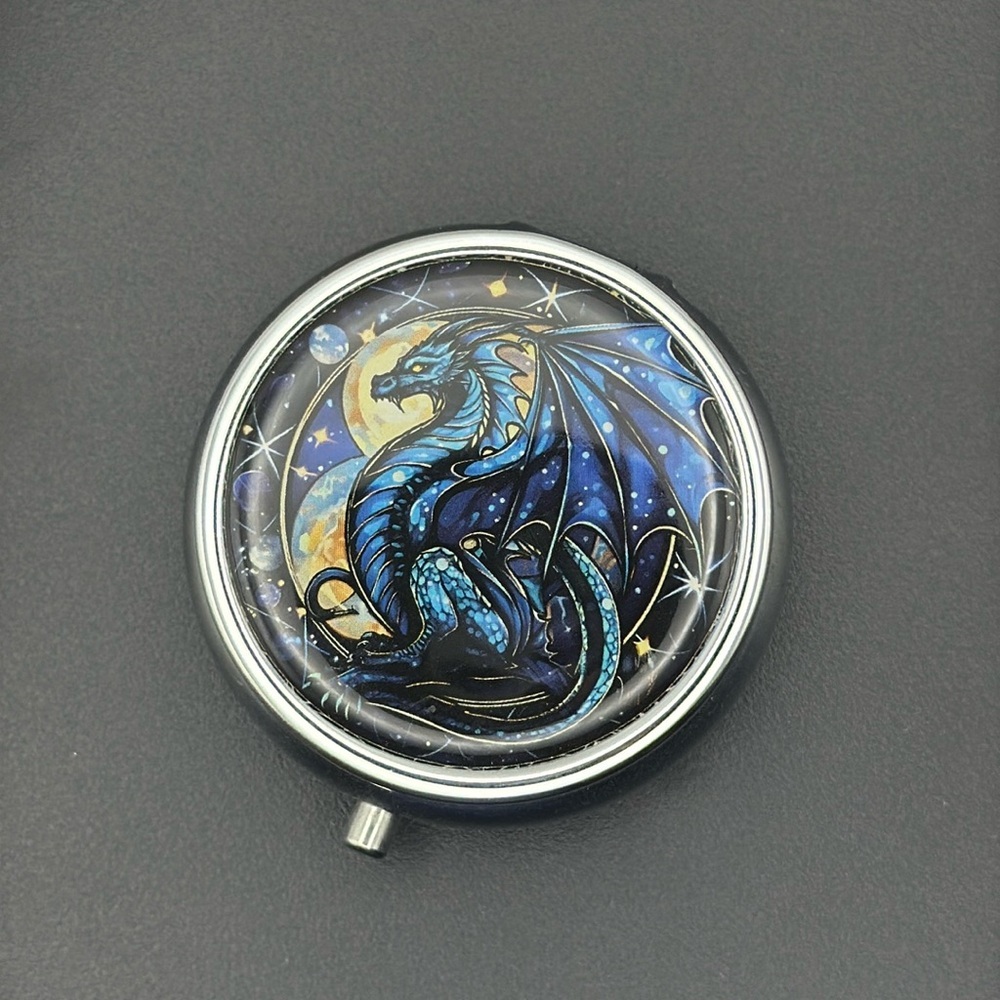 PRICE IS FIRM - Blue Dragon Multi-Use Mirrored Pill Box Container
